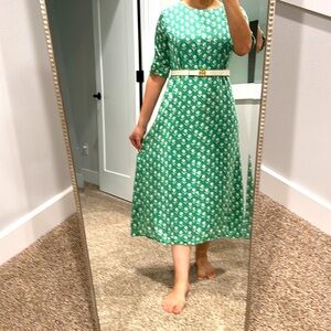 Floral mint Green Midi Dress
